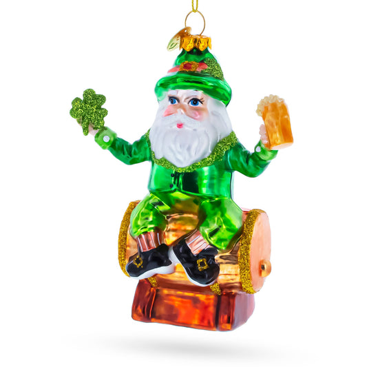 Irish Santa with Shamrock and Beer Glass Christmas Ornament
