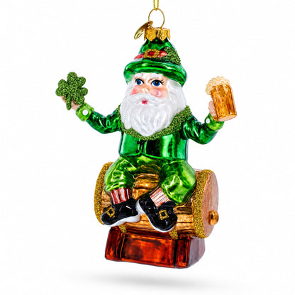 Irish Santa with Shamrock and Beer Glass Christmas Ornament