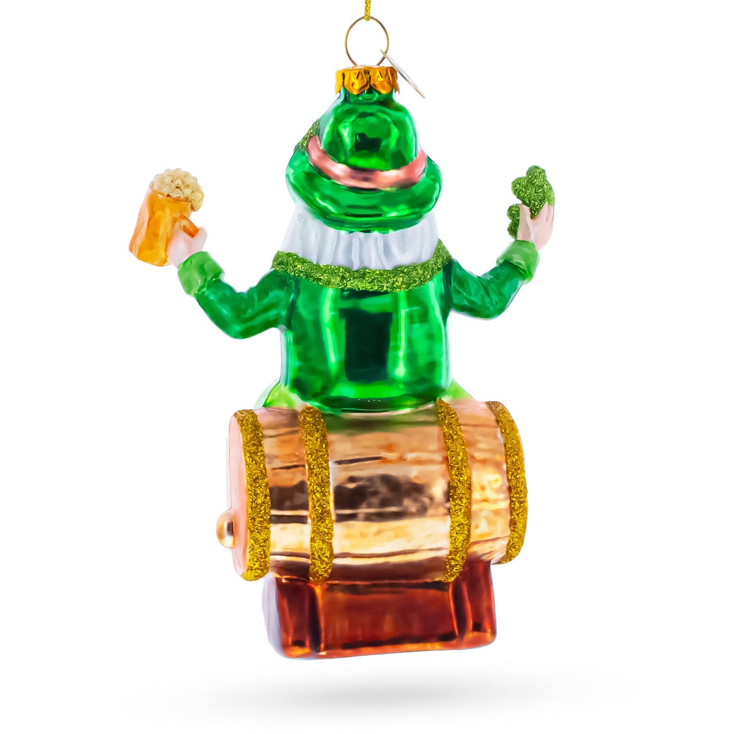 Irish Santa with Shamrock and Beer Glass Christmas Ornament