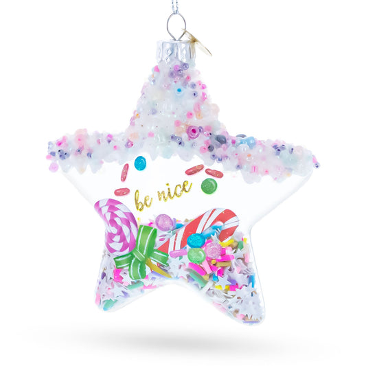 Sugar Star with Shakable Sprinkles Glass Christmas Ornament