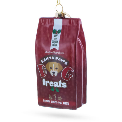 Santa's Dog Treat Pack Glass Christmas Ornament