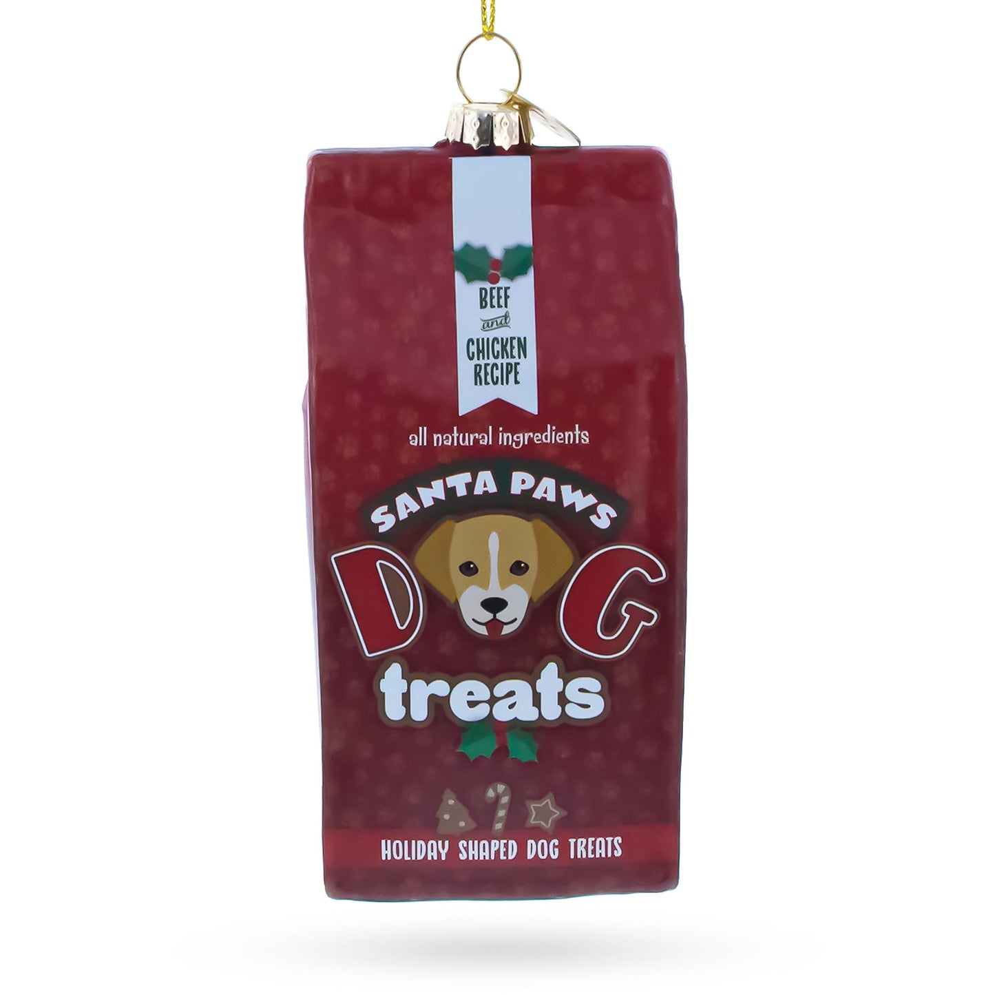 Santa's Dog Treat Pack Glass Christmas Ornament