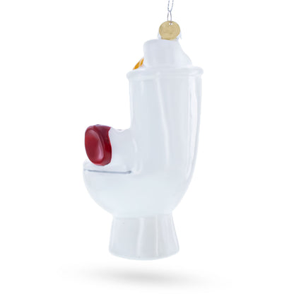 Fix-It Plumber Throne with Plunger & Wrench Glass Christmas Ornament