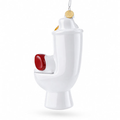 Fix-It Plumber Throne with Plunger & Wrench Glass Christmas Ornament