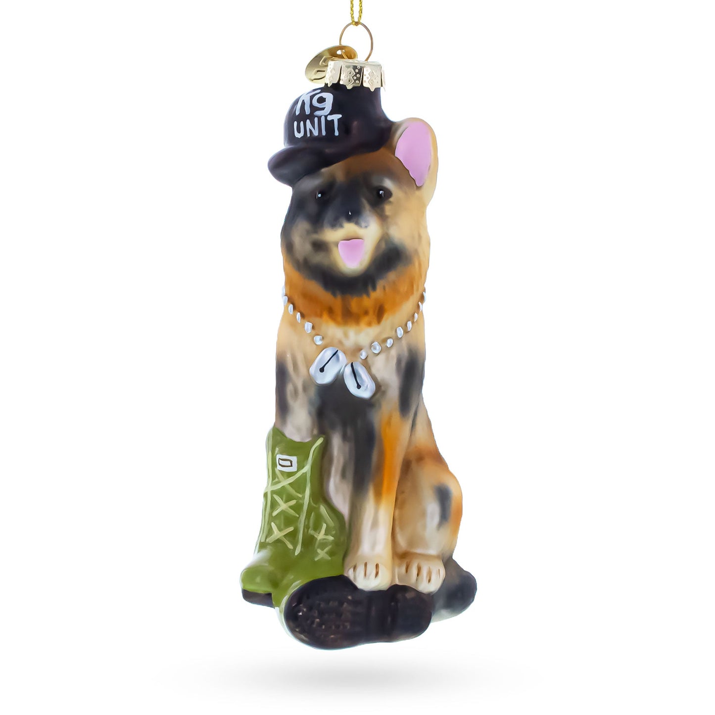 German Shepherd K9 Hero Service Dog Glass Christmas Ornament