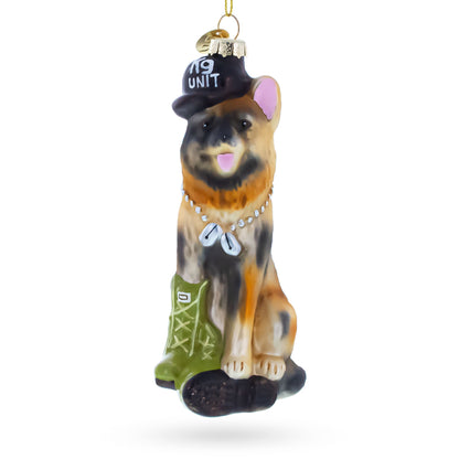 German Shepherd K9 Hero Service Dog Glass Christmas Ornament