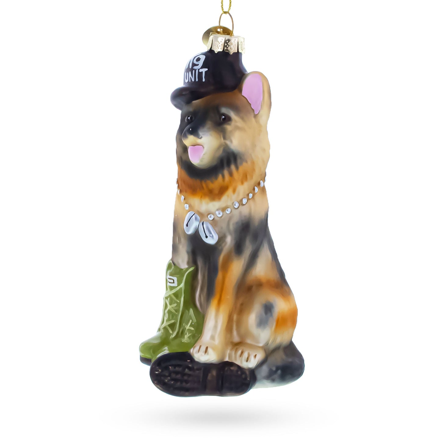 German Shepherd K9 Hero Service Dog Glass Christmas Ornament