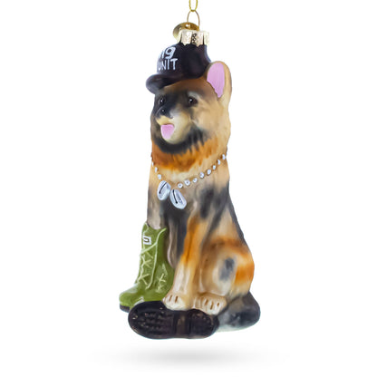 German Shepherd K9 Hero Service Dog Glass Christmas Ornament