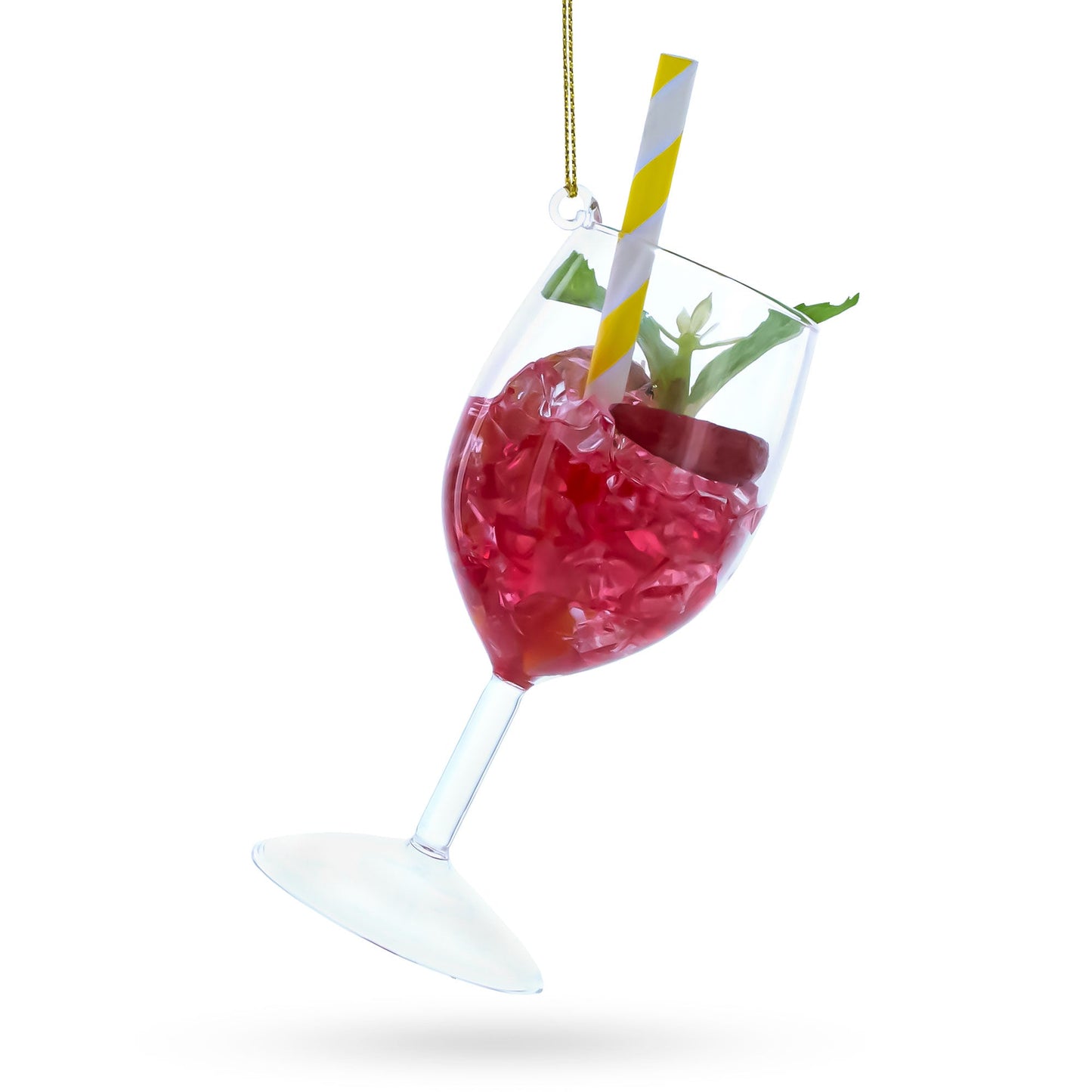 Sangria Iced Cocktail Drink with Straw Glass Christmas Ornament