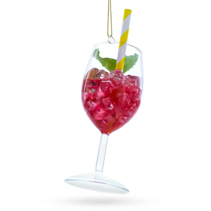 Sangria Iced Cocktail Drink with Straw Glass Christmas Ornament