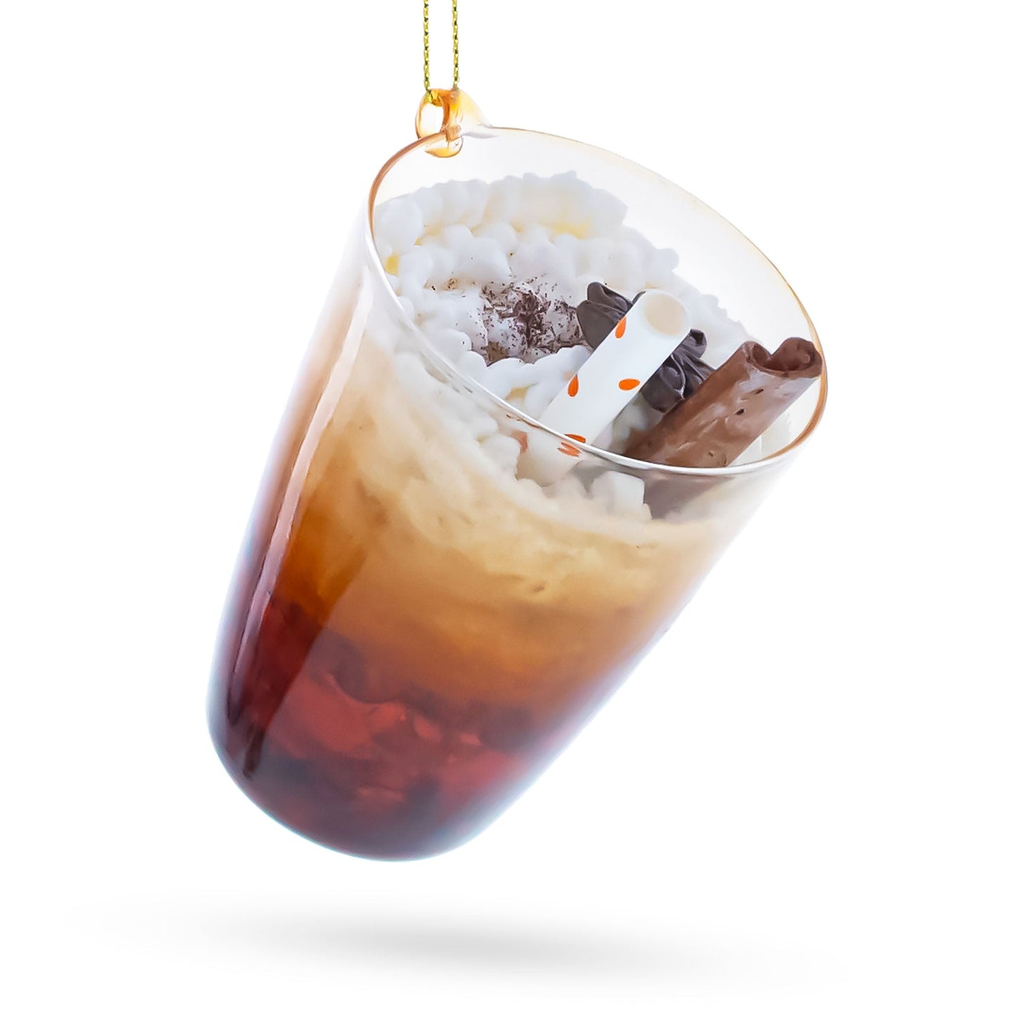 Whipped Latte Holiday Drink with Cinnamon Stick Glass Christmas Ornament