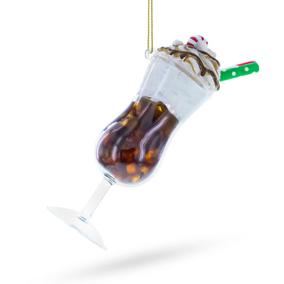 Frappy with Whipped Cream Glass Christmas Ornament