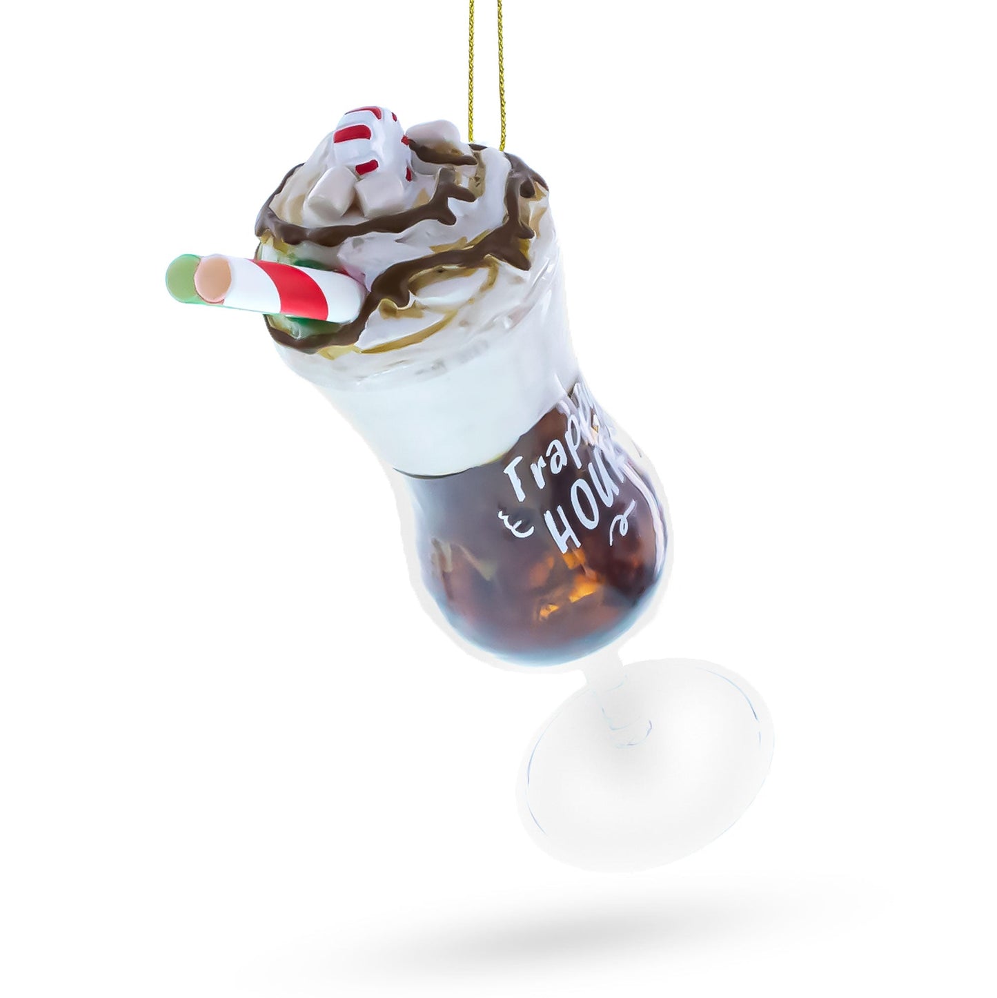 Frappy with Whipped Cream Glass Christmas Ornament