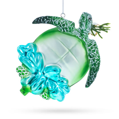 Hawaiian Aloha Turtle Glass Christmas Ornament