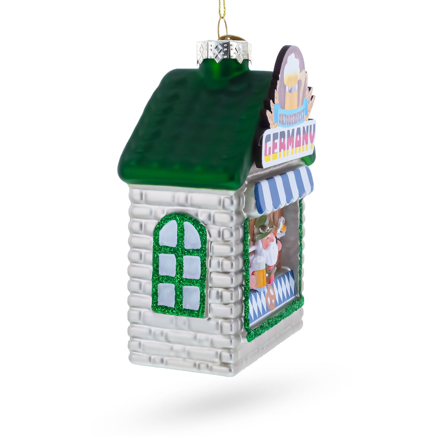 Oktoberfest Santa Beer Stand Glass Christmas Ornament