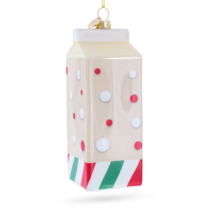 Holiday Eggnog Milk Carton Glass Christmas Ornament