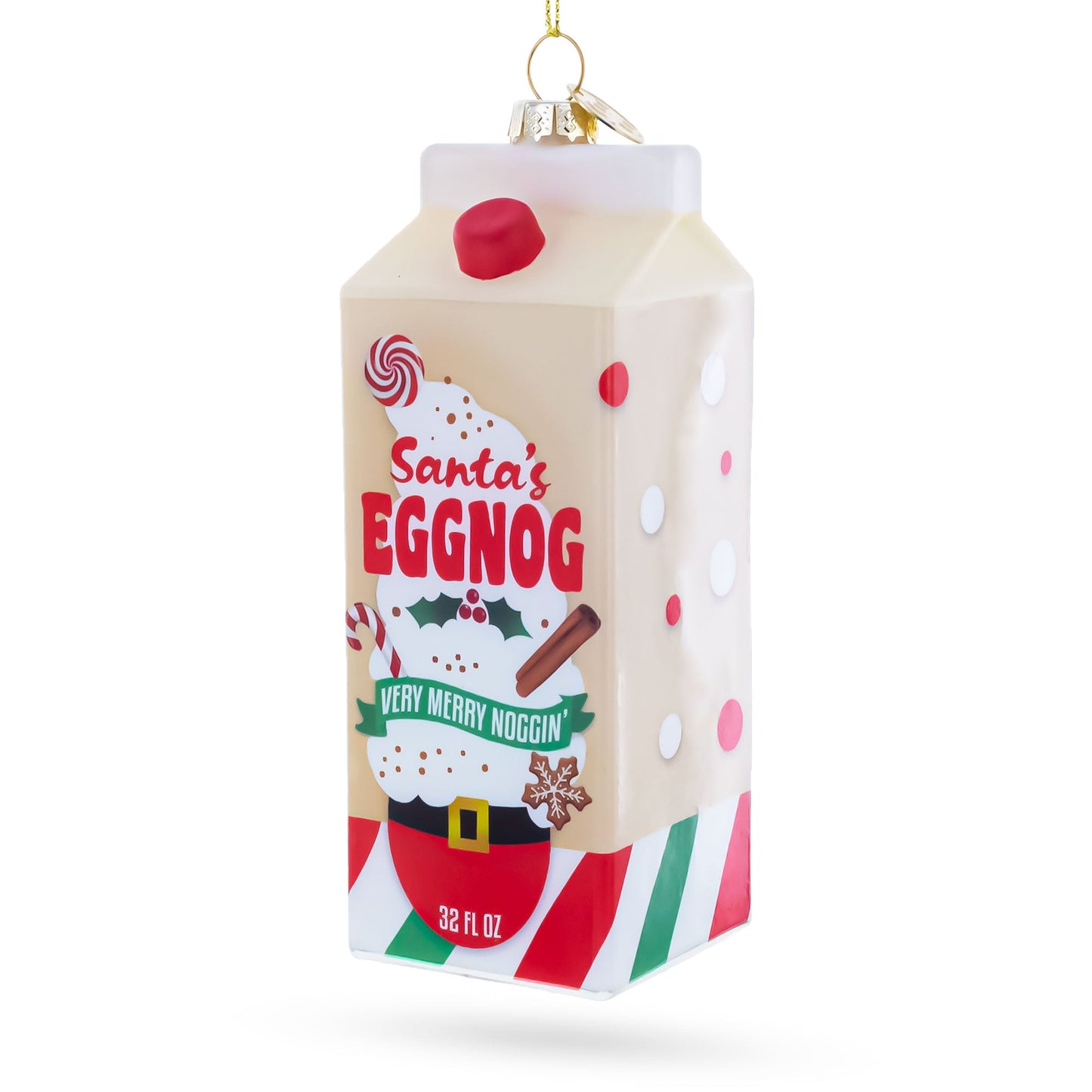 Holiday Eggnog Milk Carton Glass Christmas Ornament