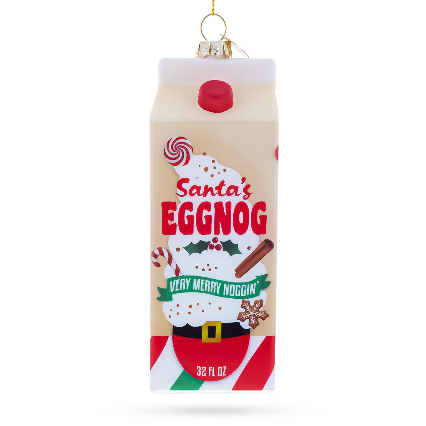Holiday Eggnog Milk Carton Glass Christmas Ornament