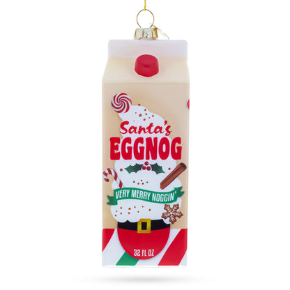 Holiday Eggnog Milk Carton Glass Christmas Ornament