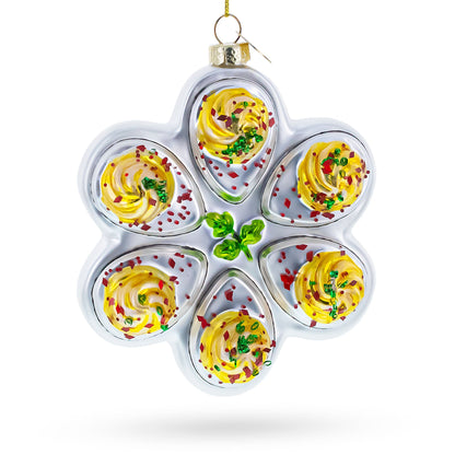 Deviled Egg Platter Glass Christmas Ornament