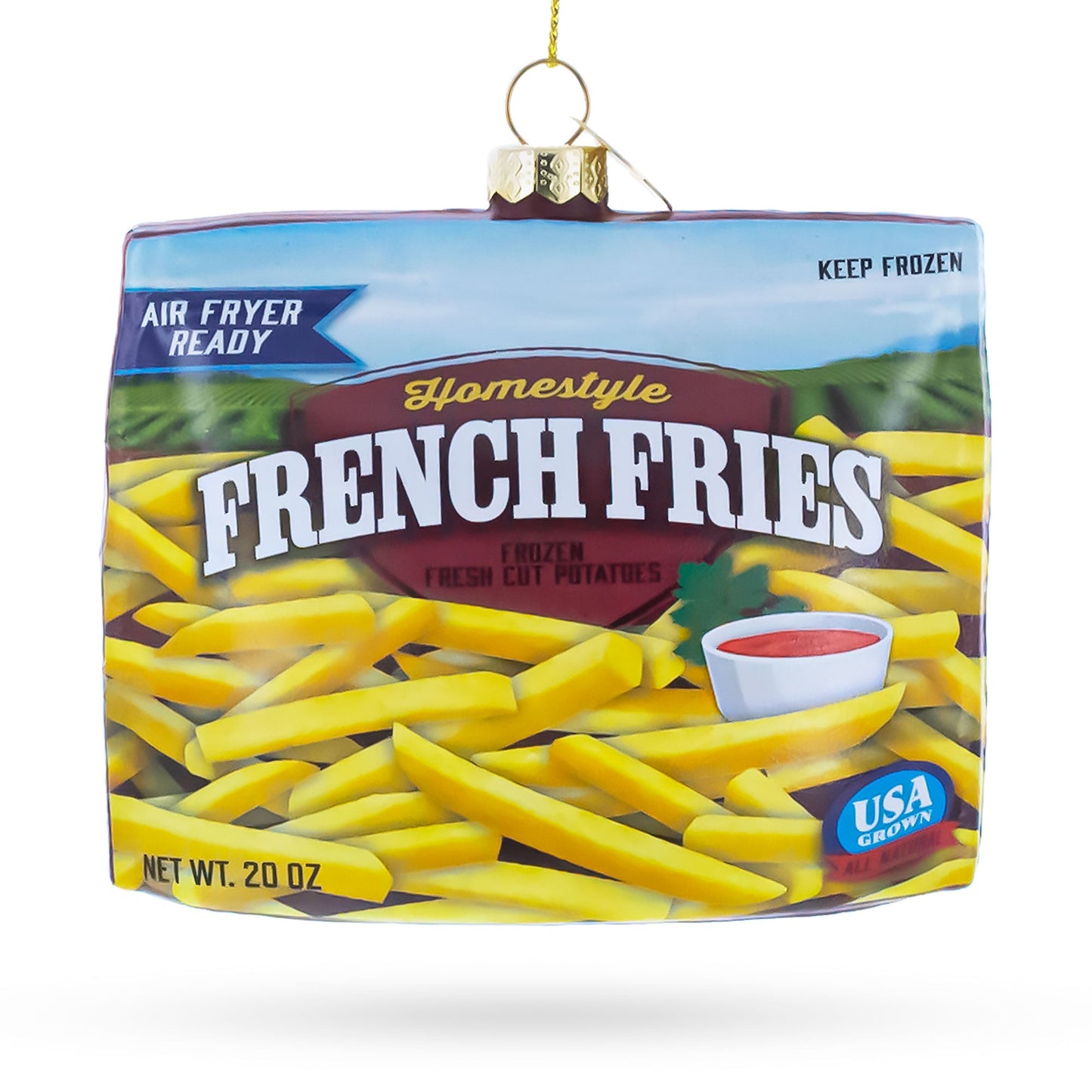 French Fries Frozen Box Glass Christmas Ornament