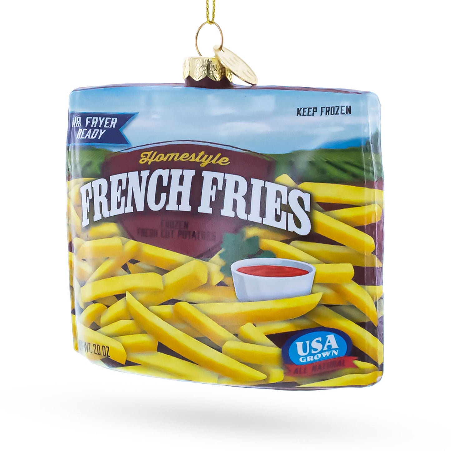 French Fries Frozen Box Glass Christmas Ornament
