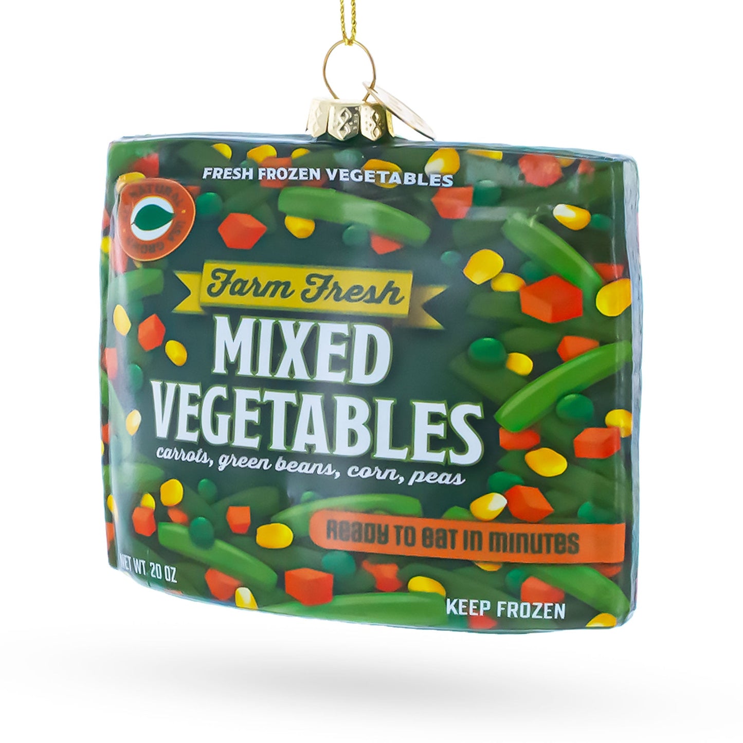 Mixed Vegetables Frozen Box Glass Christmas Ornament