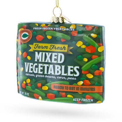 Mixed Vegetables Frozen Box Glass Christmas Ornament