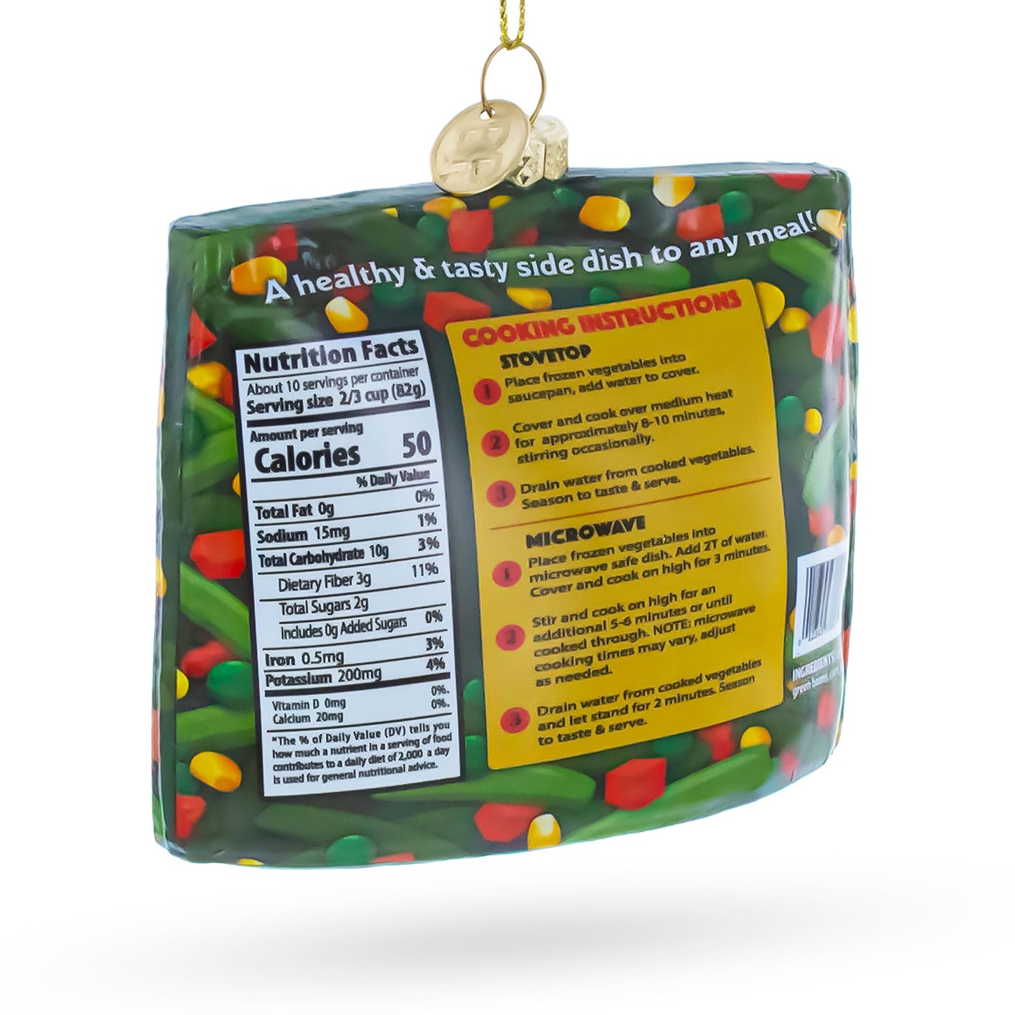 Mixed Vegetables Frozen Box Glass Christmas Ornament