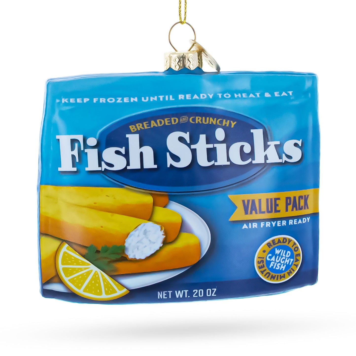 Fish Sticks Frozen Box Glass Christmas Ornament