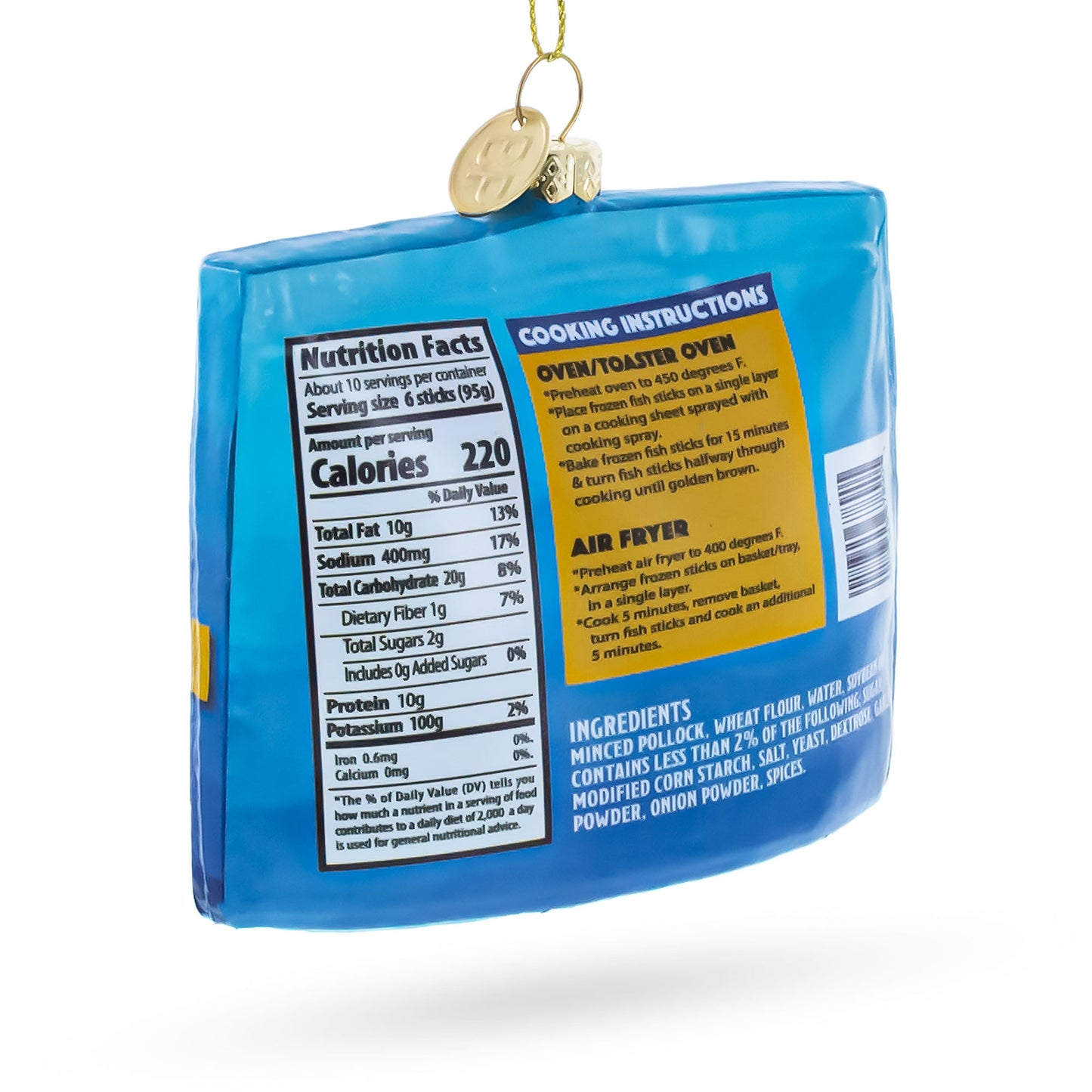 Fish Sticks Frozen Box Glass Christmas Ornament