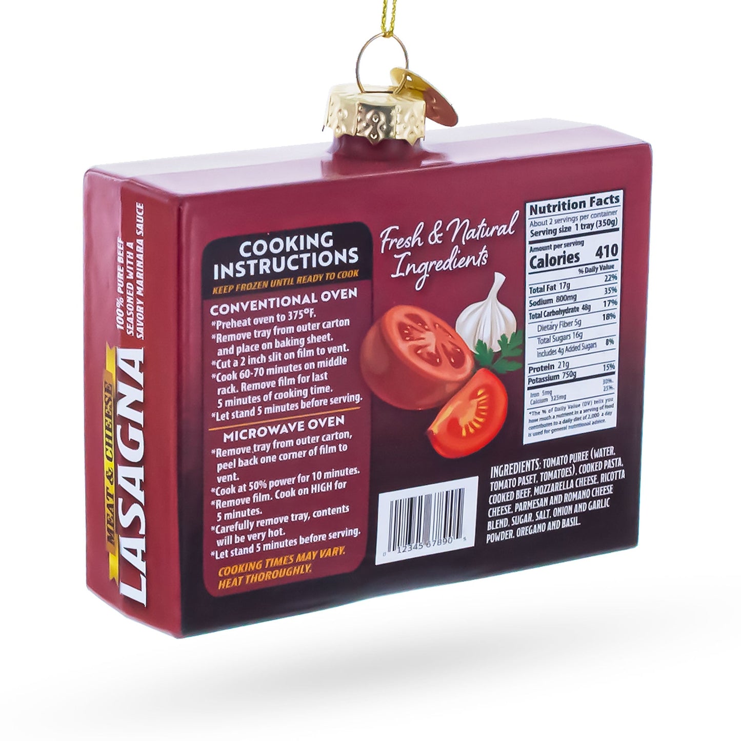 Lasagna Box Glass Christmas Ornament