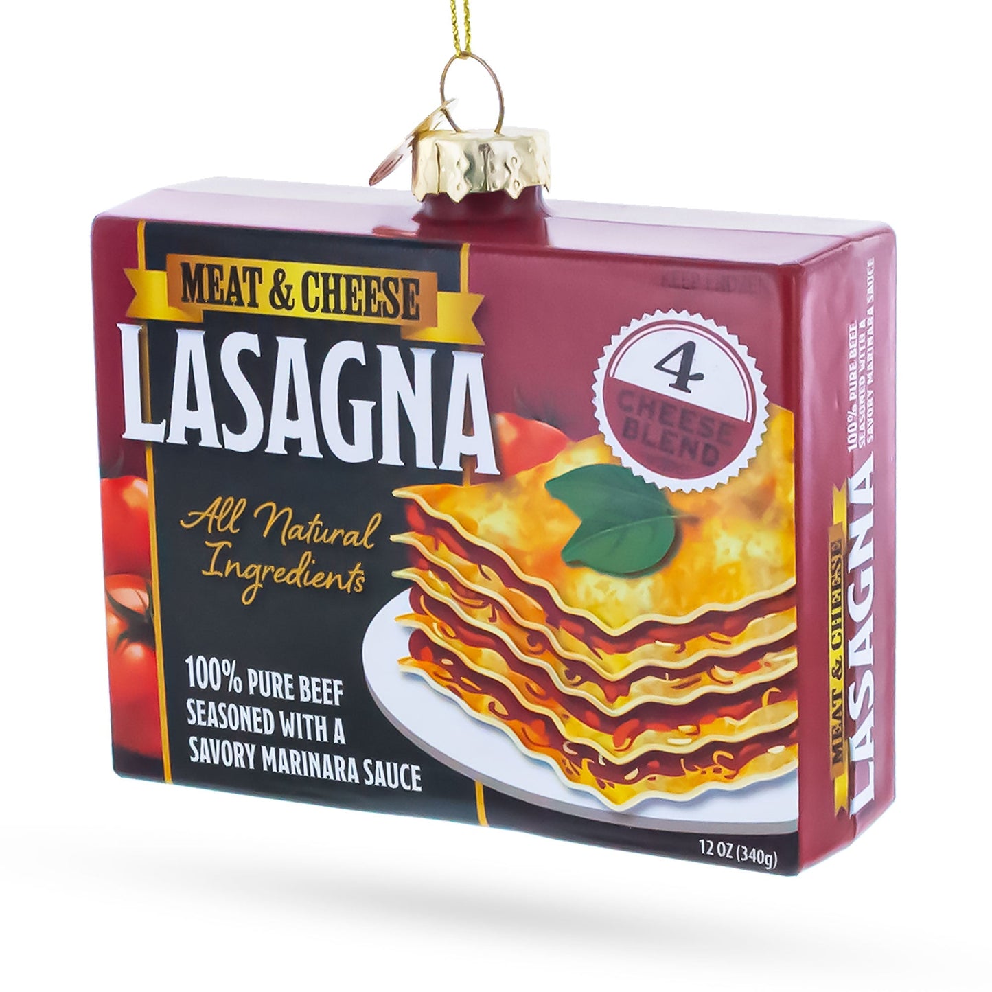 Lasagna Box Glass Christmas Ornament