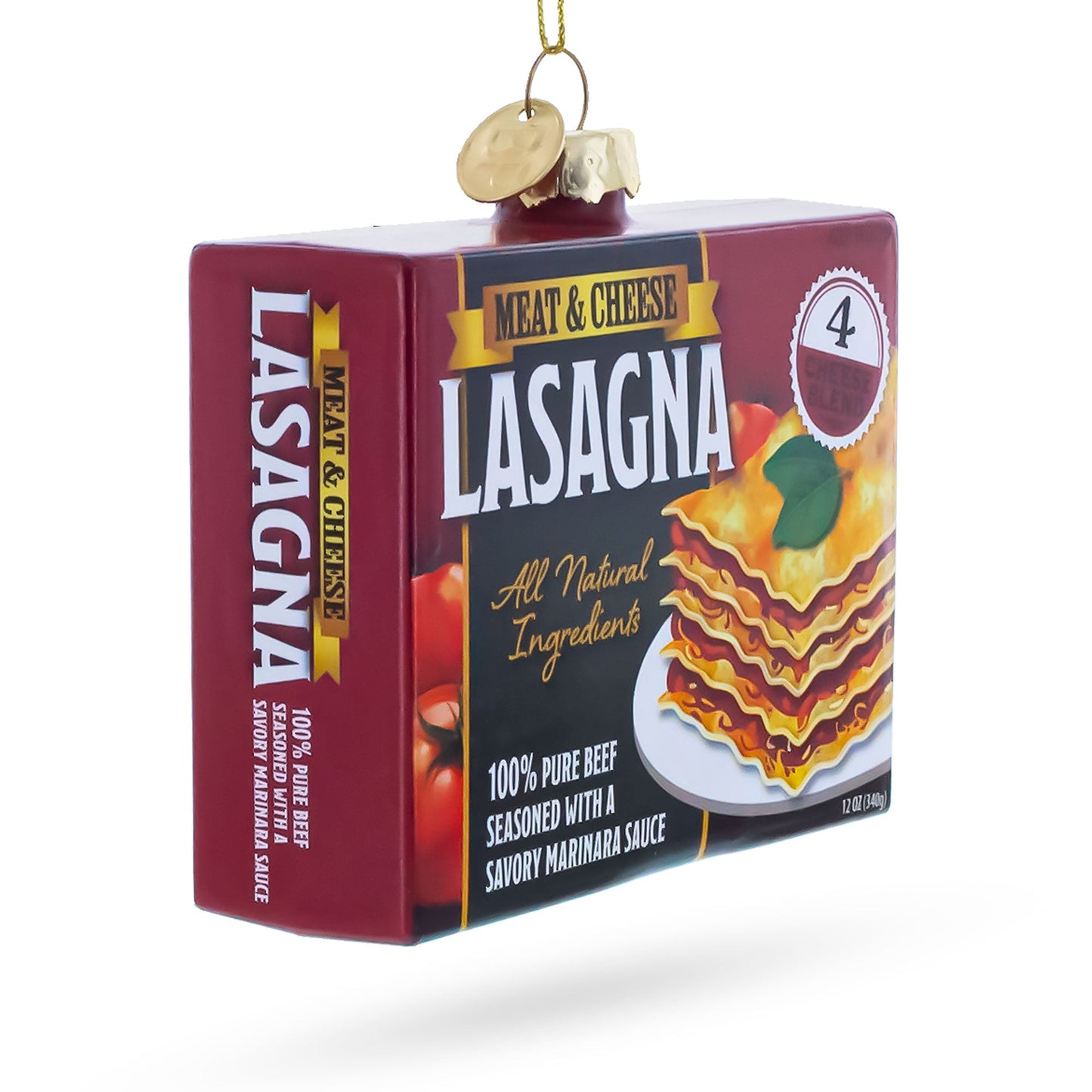 Lasagna Box Glass Christmas Ornament