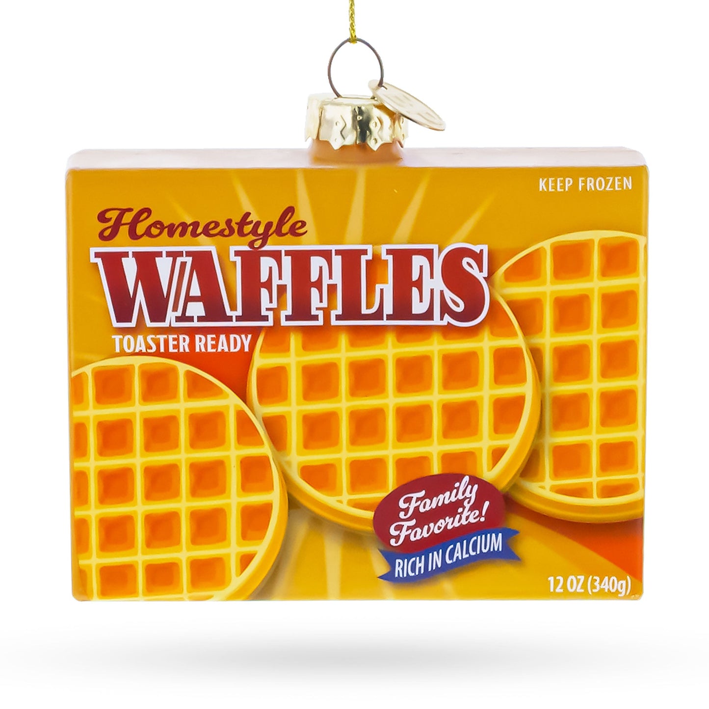 Waffles Box Glass Christmas Ornament