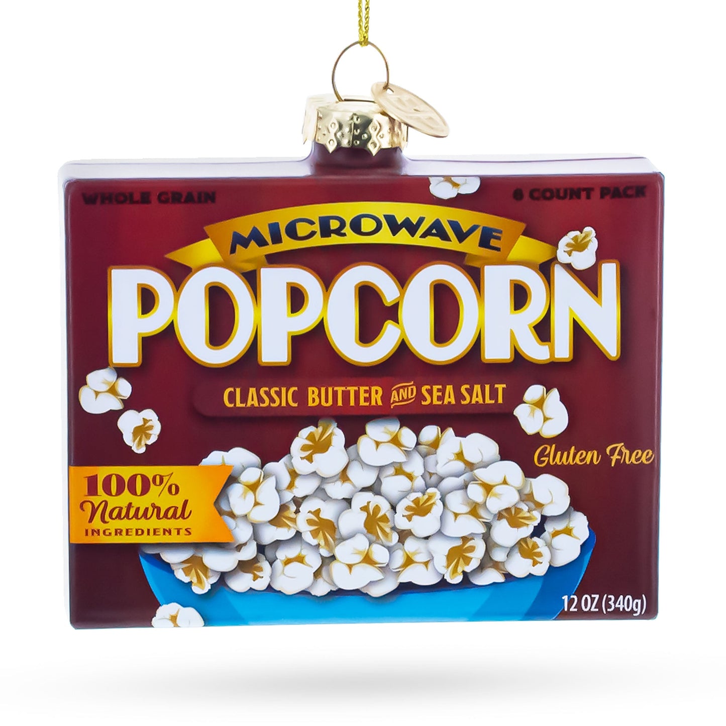 Popcorn Box Glass Christmas Ornament
