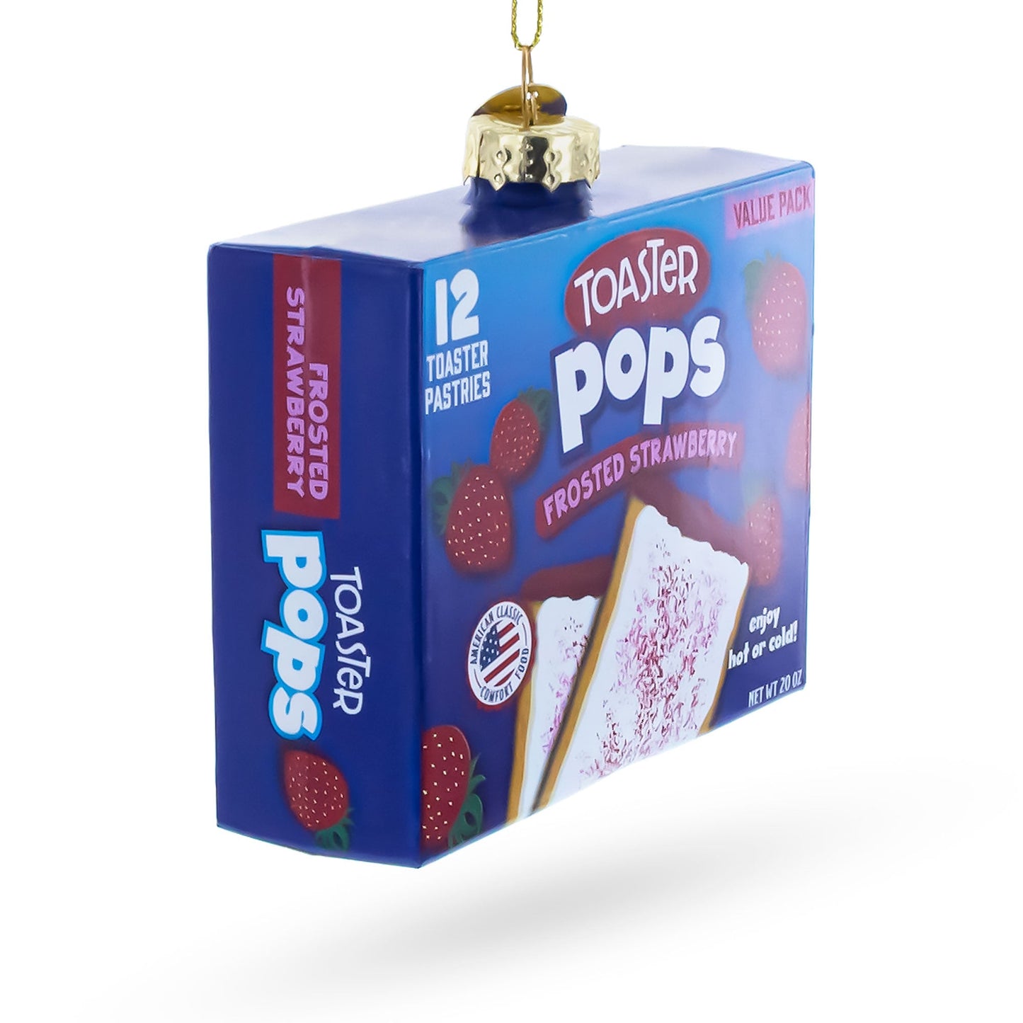 Frosted Strawberry Toaster Box Glass Christmas Ornament