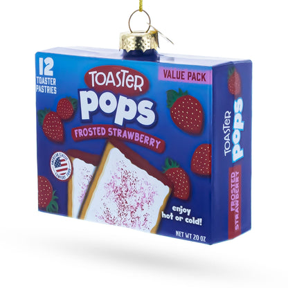 Frosted Strawberry Toaster Box Glass Christmas Ornament