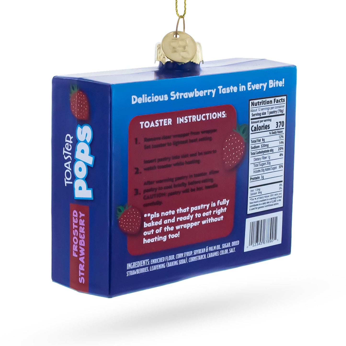 Frosted Strawberry Toaster Box Glass Christmas Ornament