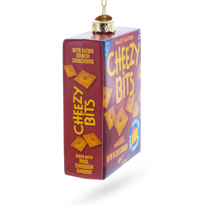 Cheezy Bits Cracker Box Glass Christmas Ornament