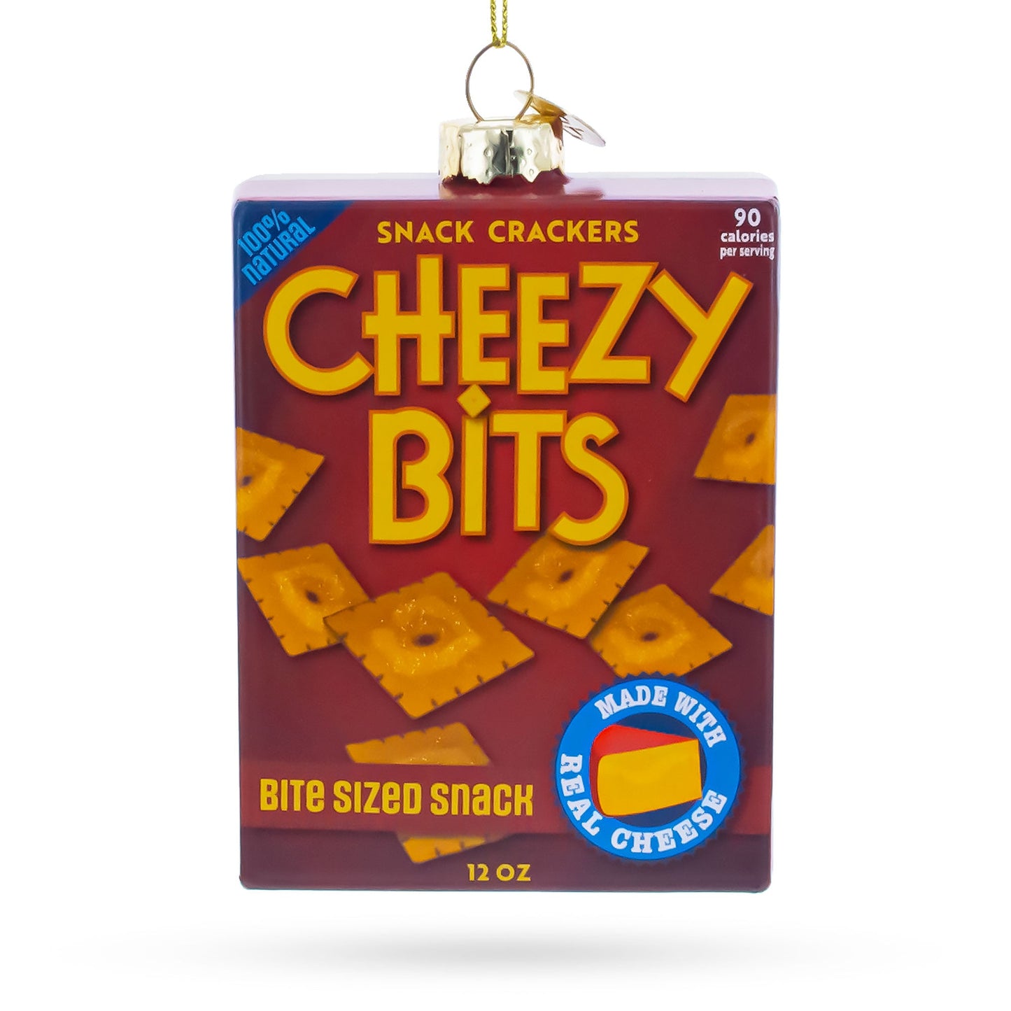 Cheezy Bits Cracker Box Glass Christmas Ornament