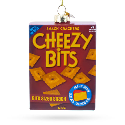 Cheezy Bits Cracker Box Glass Christmas Ornament