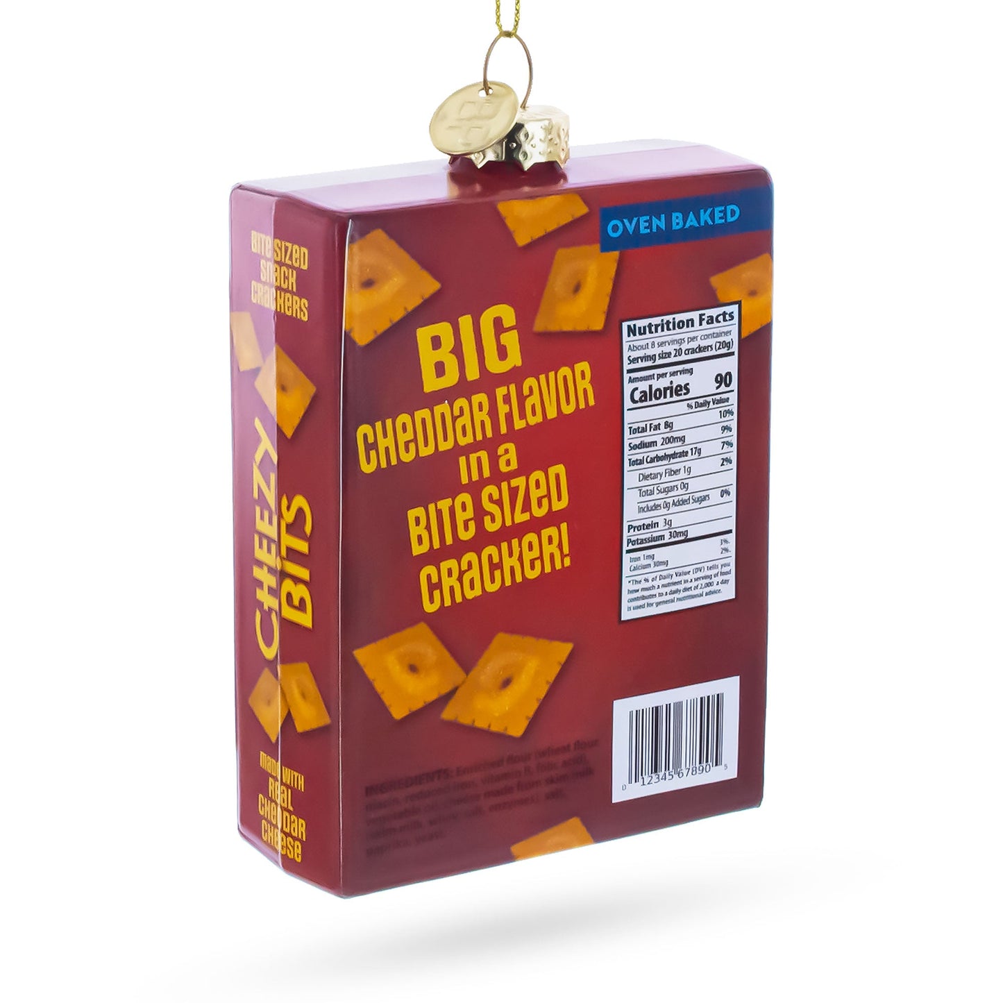 Cheezy Bits Cracker Box Glass Christmas Ornament