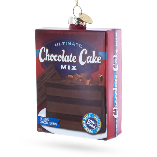 Chocolate Cake Mix Glass Christmas Ornament