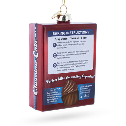 Chocolate Cake Mix Glass Christmas Ornament