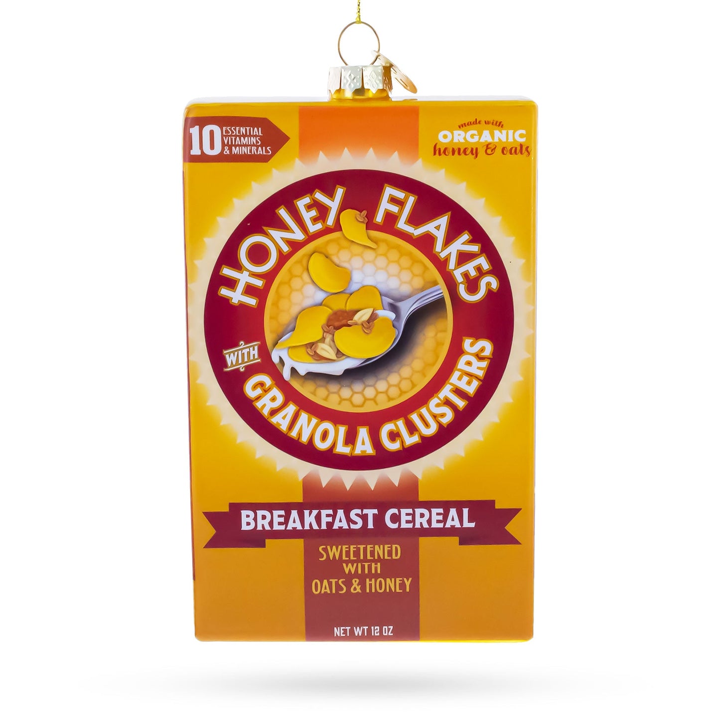 Honey Flakes Granola Cereal Glass Christmas Ornament