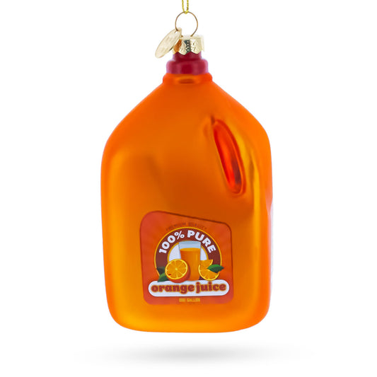 100% Pure Orange Juice Jug Large Glass Christmas Ornament