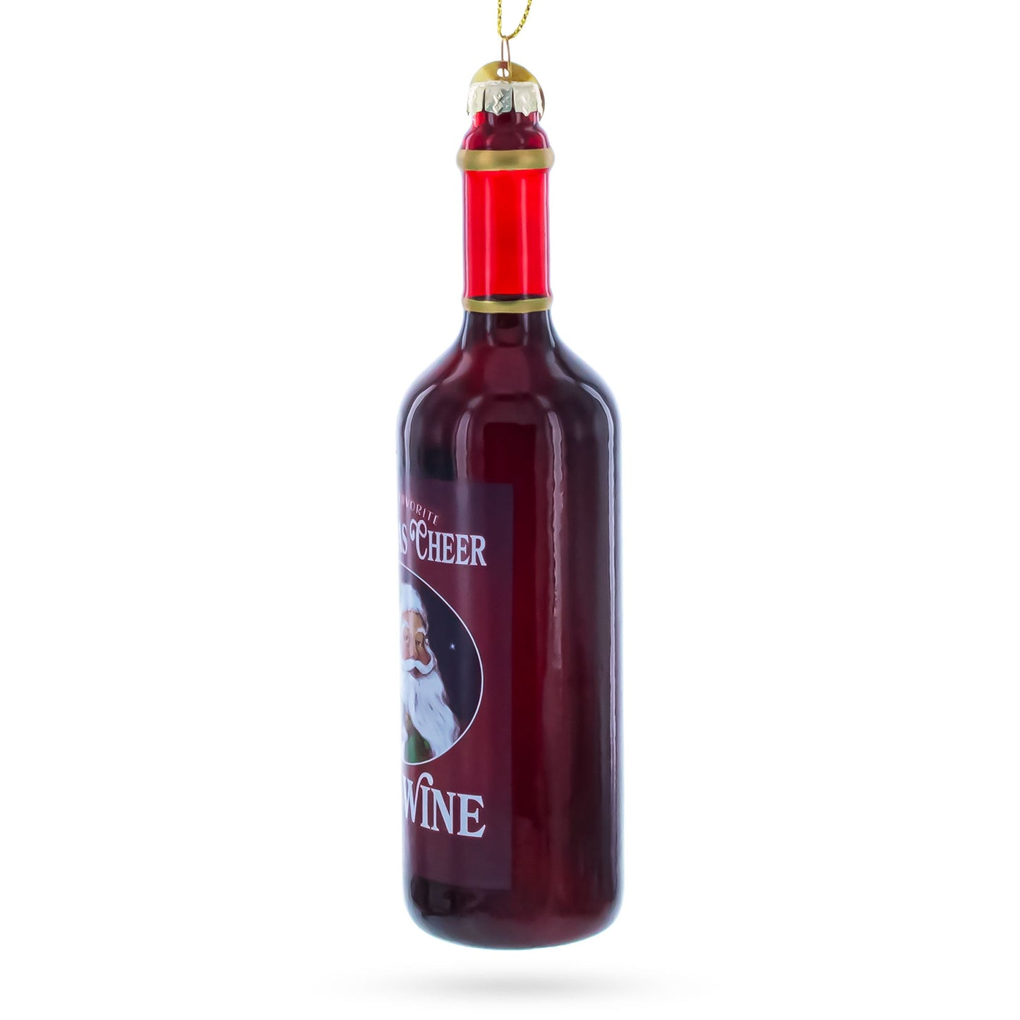 Santa’s Red Wine Bottle Glass Christmas Ornament