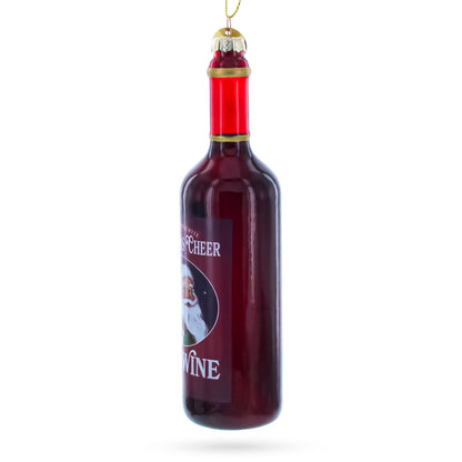 Santa’s Red Wine Bottle Glass Christmas Ornament