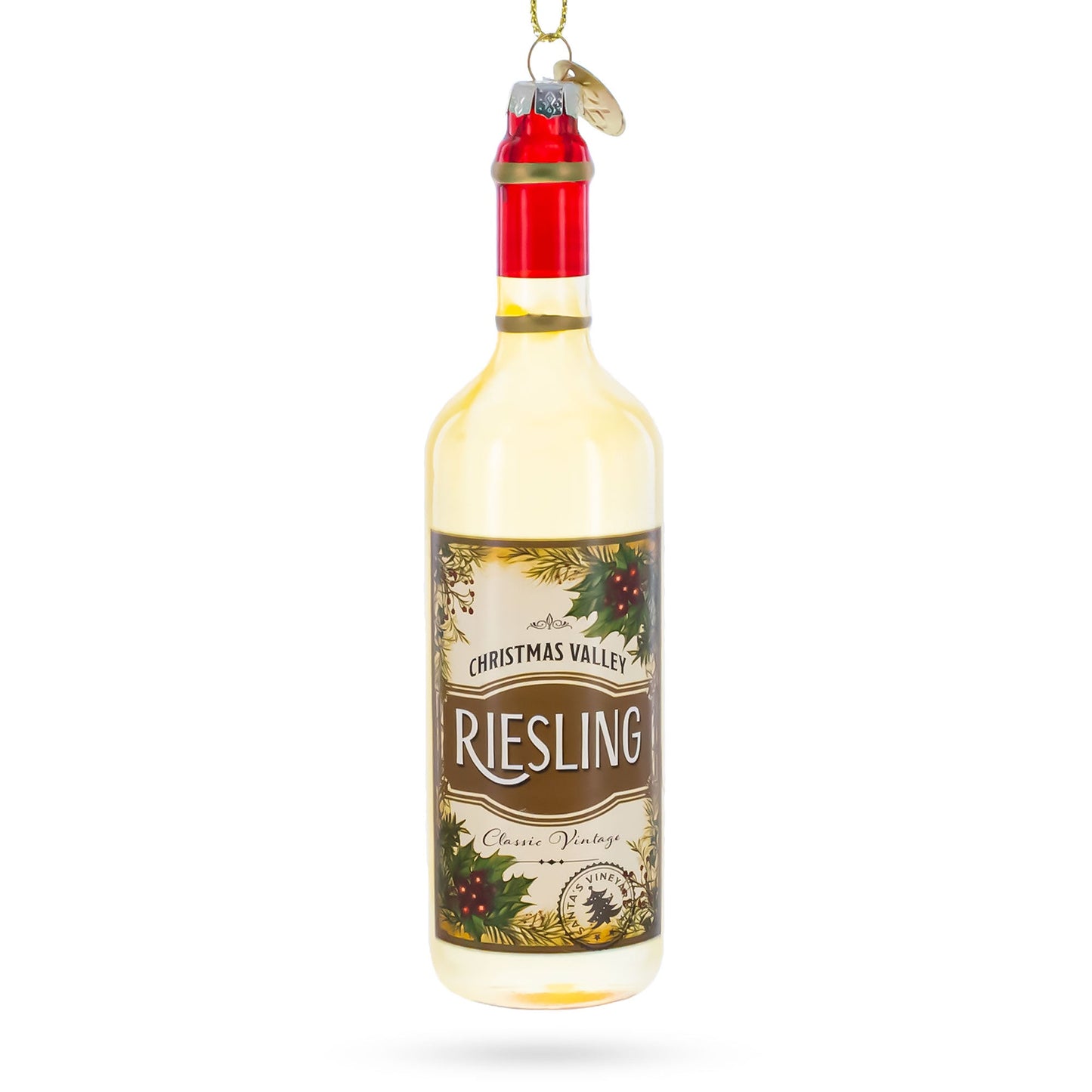 Riesling Wine Bottle Glass Christmas Ornament